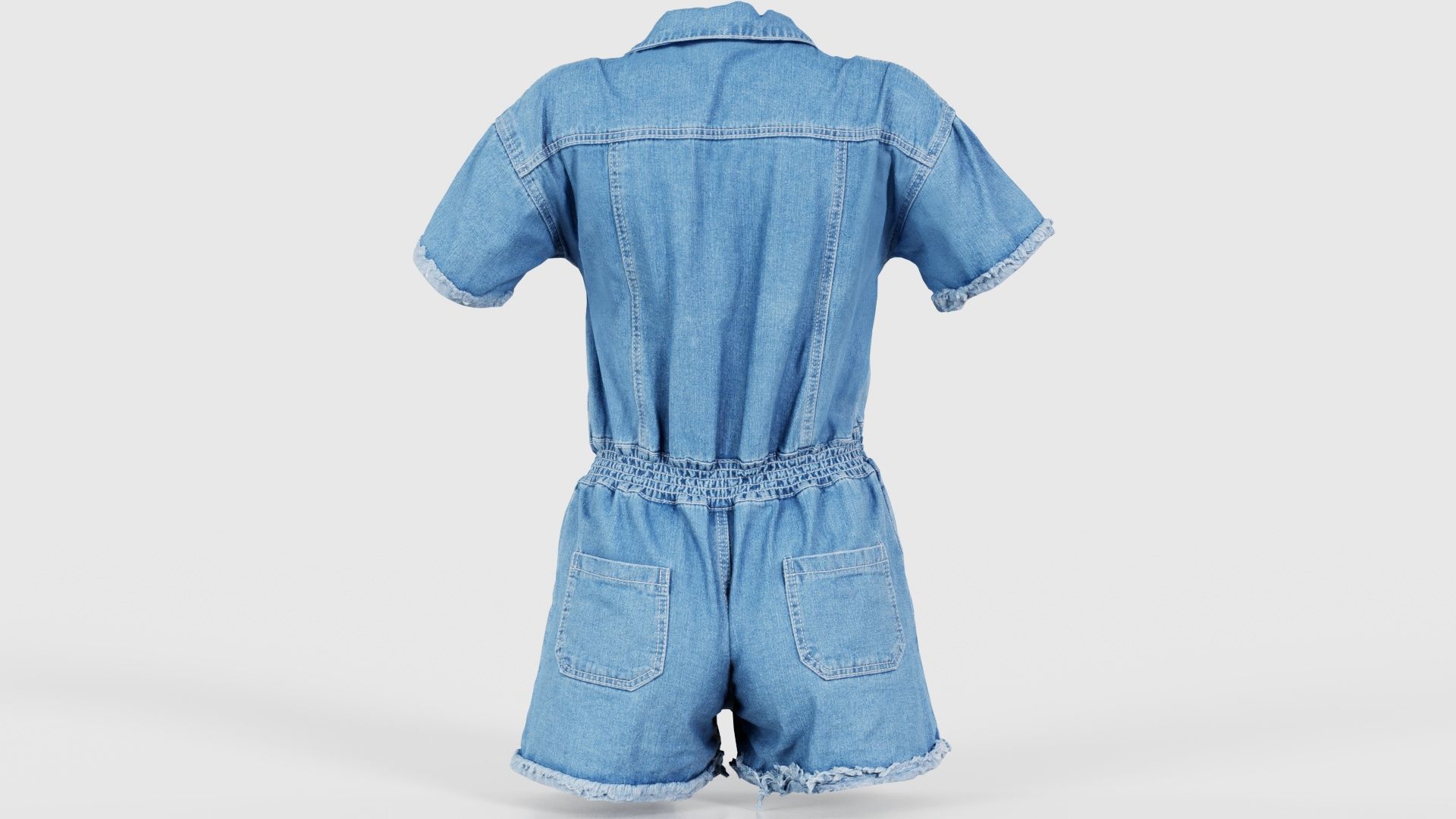Buttoned Jeans Romper Low-poly 3D model_21