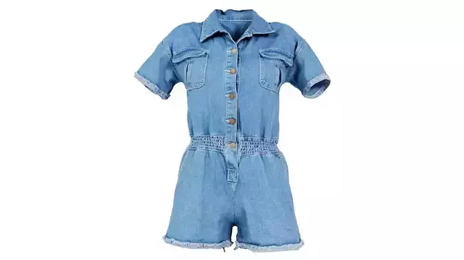 Buttoned Jeans Romper Low-poly 3D model