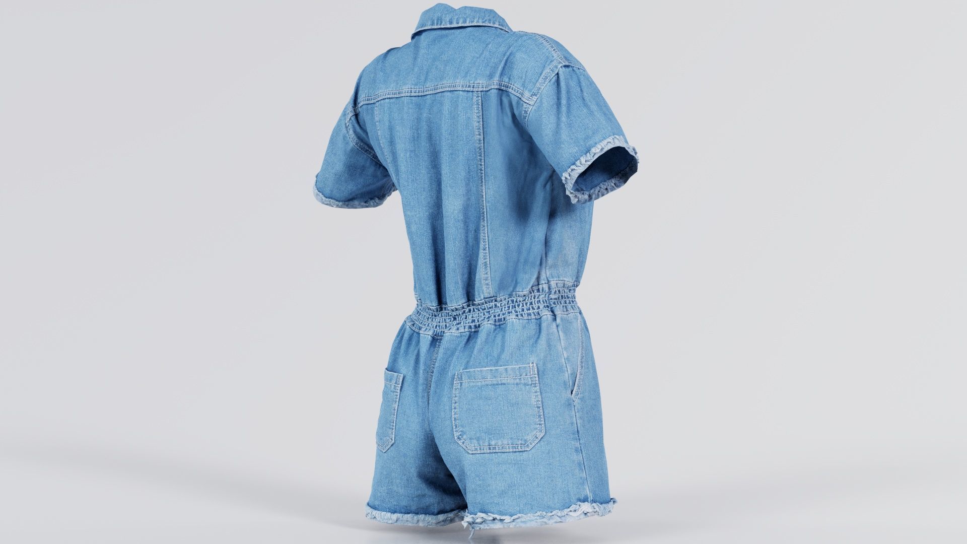 Buttoned Jeans Romper Low-poly 3D model_1