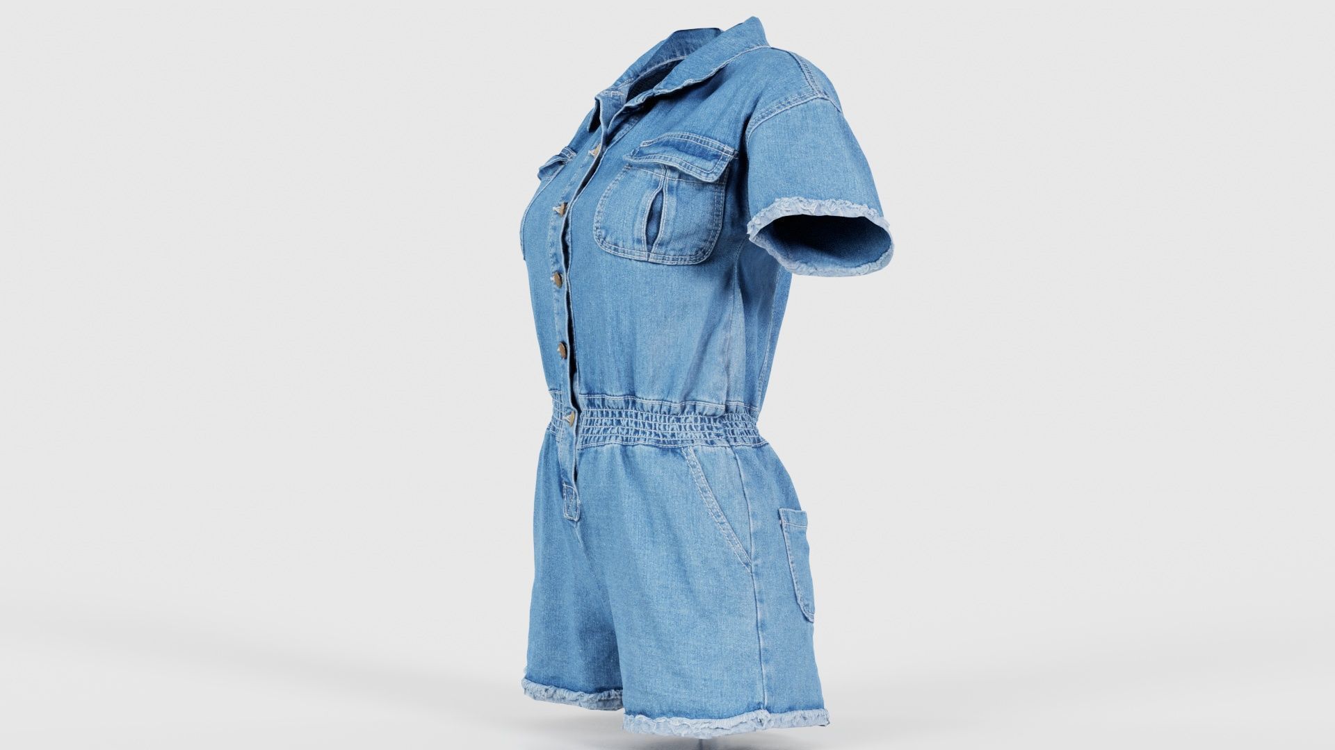 Buttoned Jeans Romper Low-poly 3D model_25