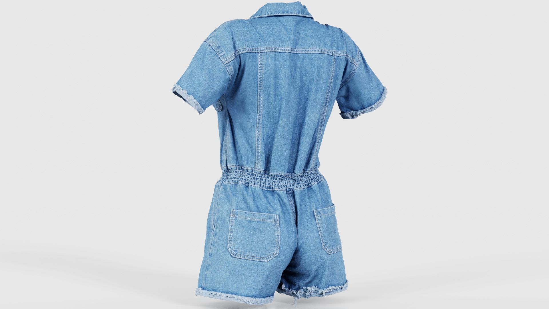 Buttoned Jeans Romper Low-poly 3D model_22