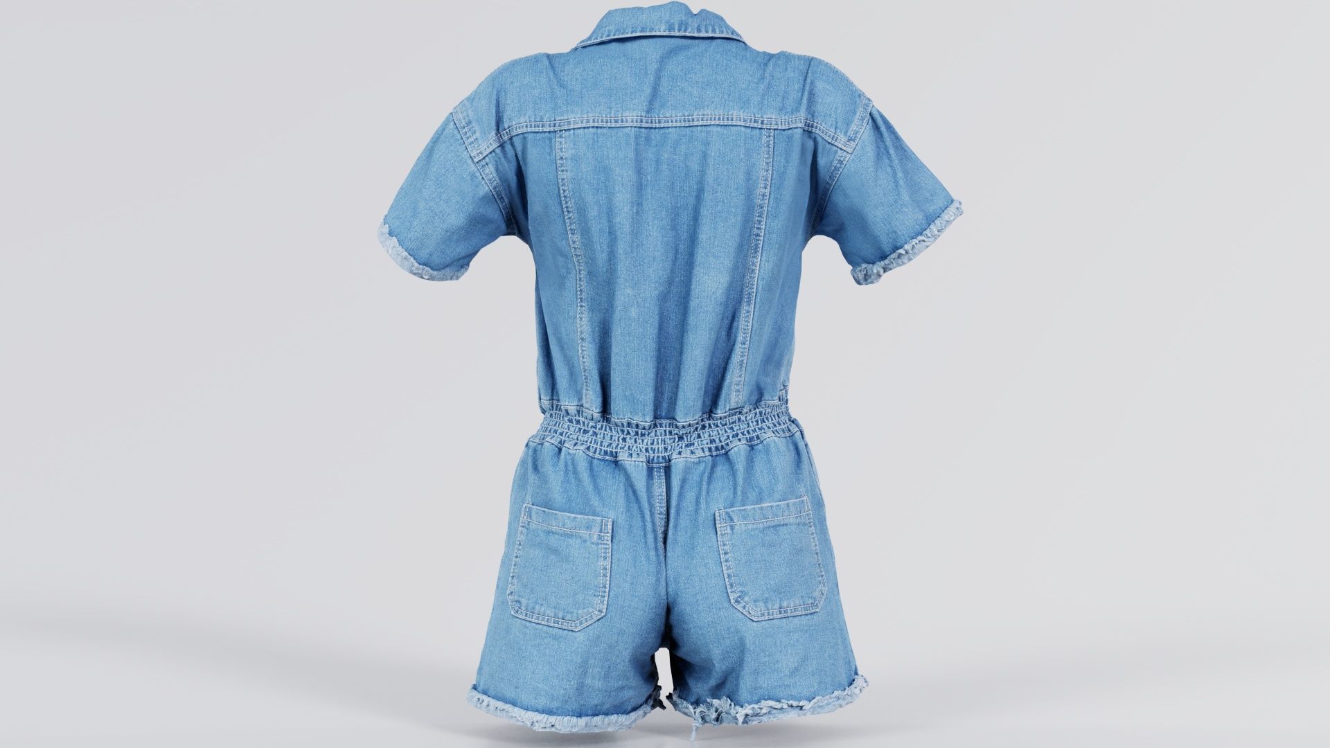Buttoned Jeans Romper Low-poly 3D model_5