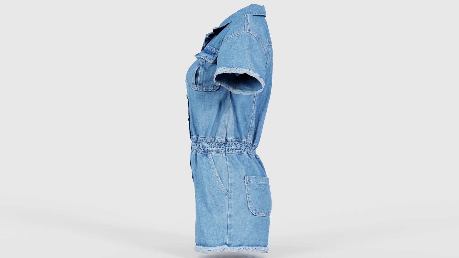 Buttoned Jeans Romper Low-poly 3D model_24