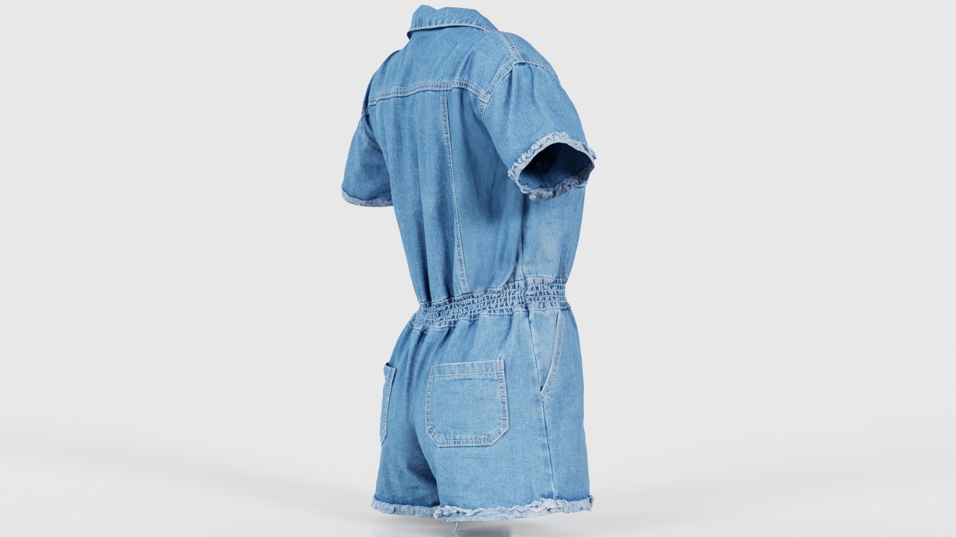 Buttoned Jeans Romper Low-poly 3D model_19