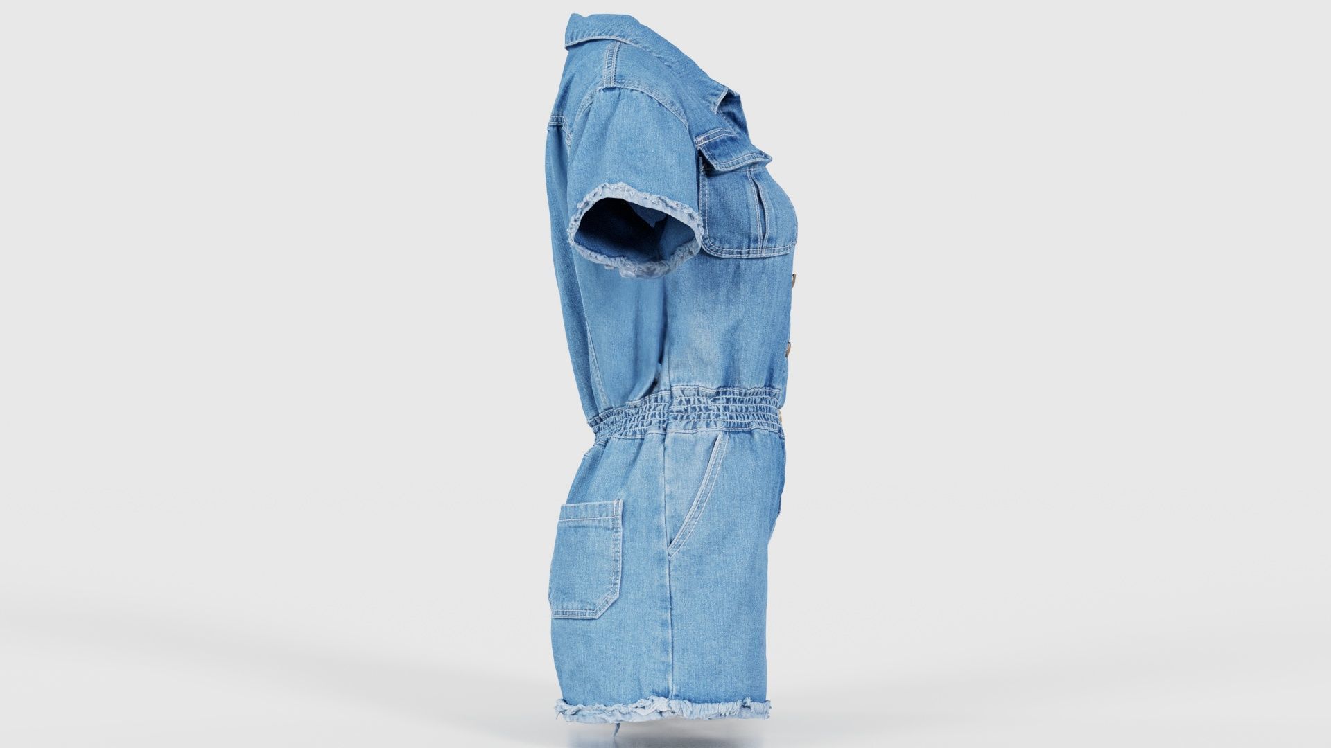 Buttoned Jeans Romper Low-poly 3D model_18