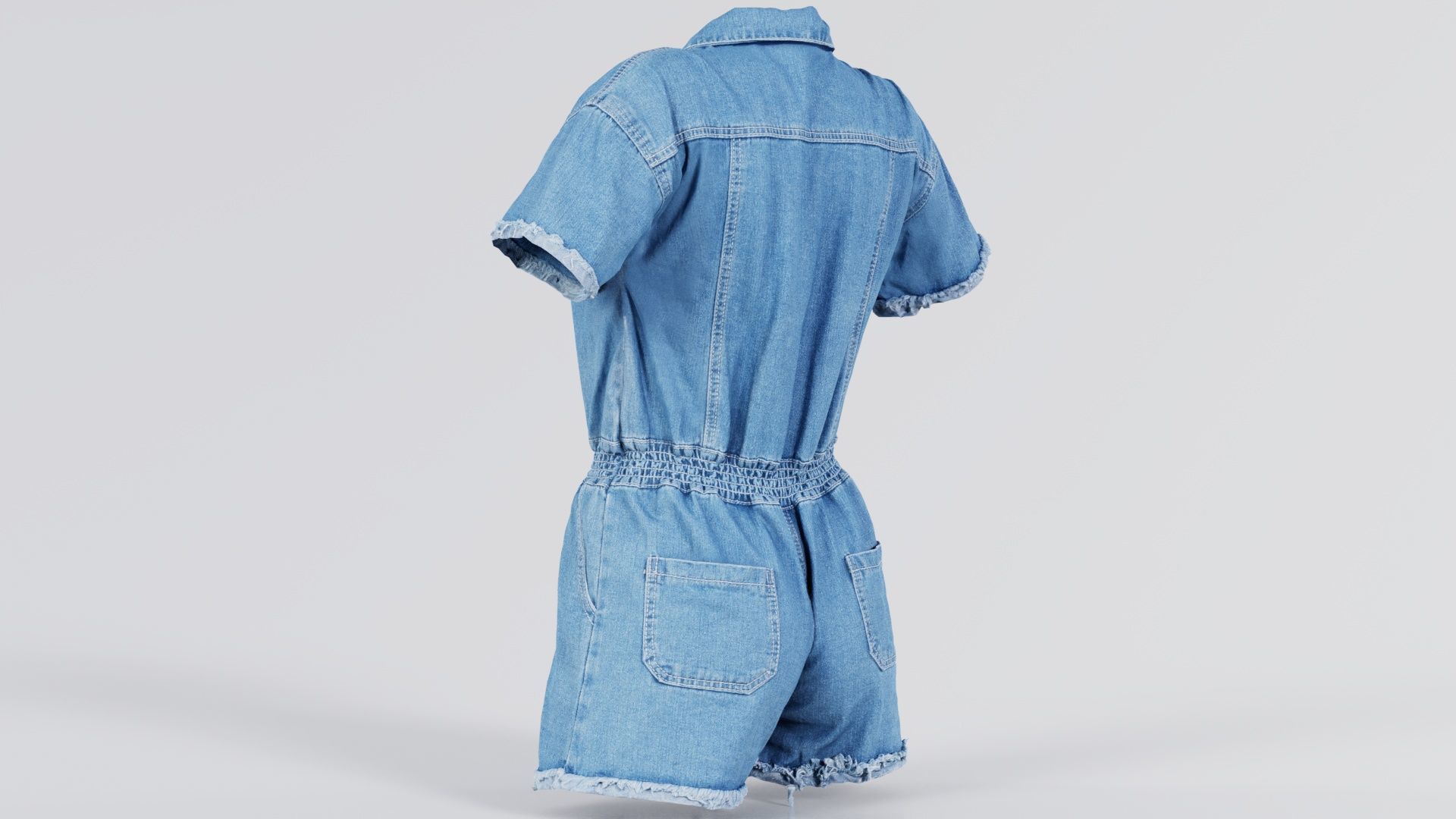 Buttoned Jeans Romper Low-poly 3D model_3