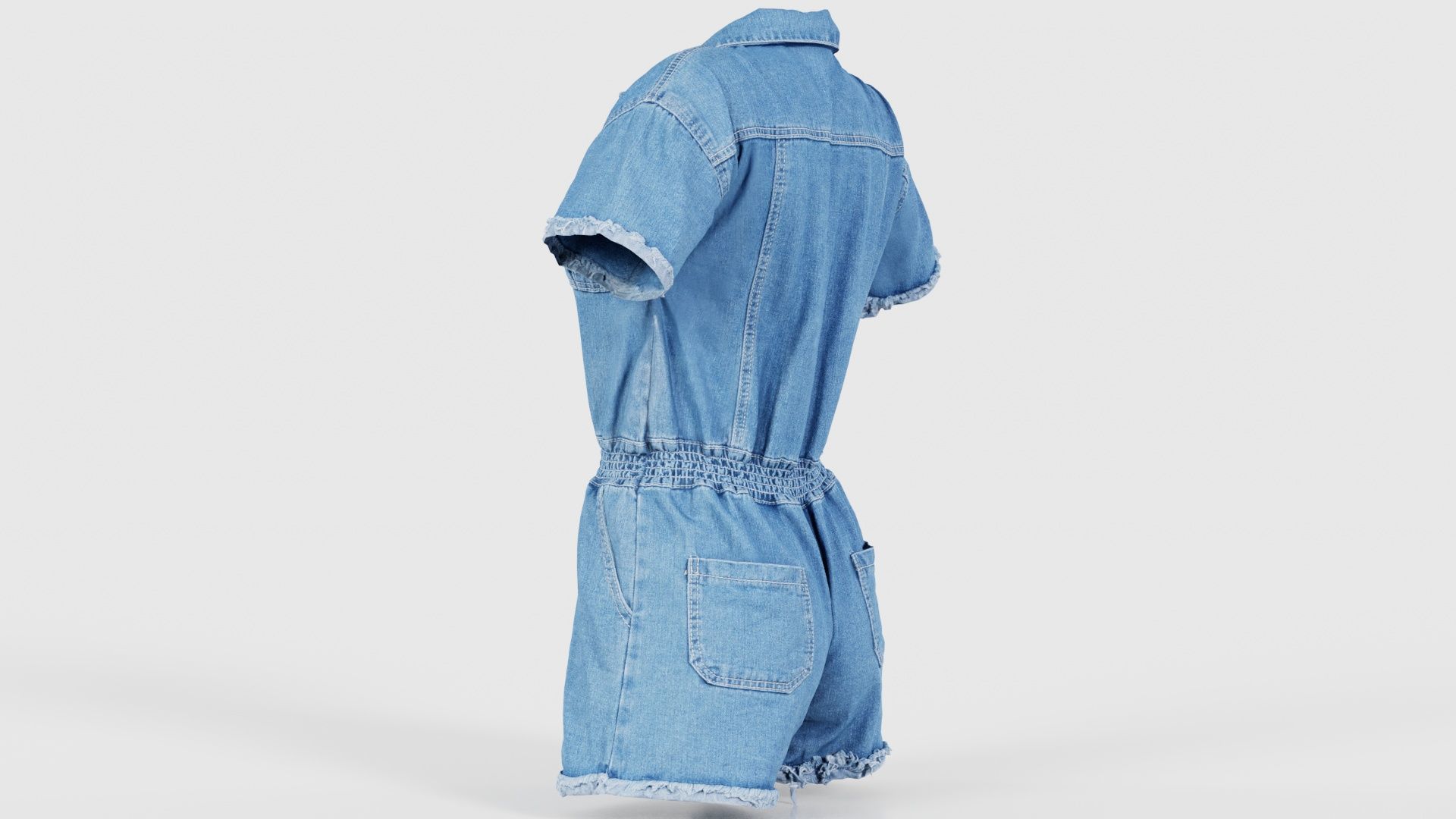 Buttoned Jeans Romper Low-poly 3D model_23