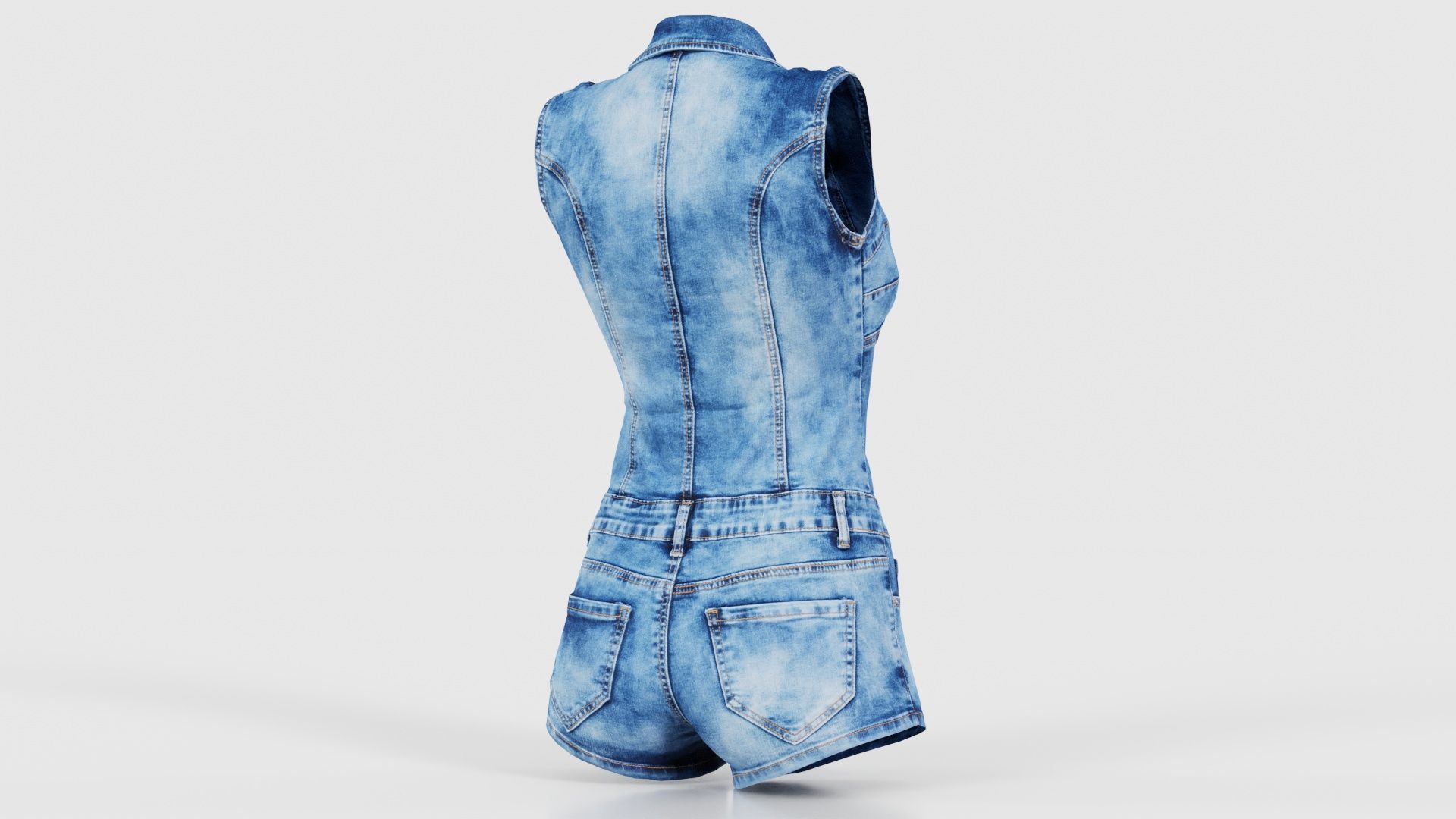 Cloudy Jeans Romper Low-poly 3D model_20