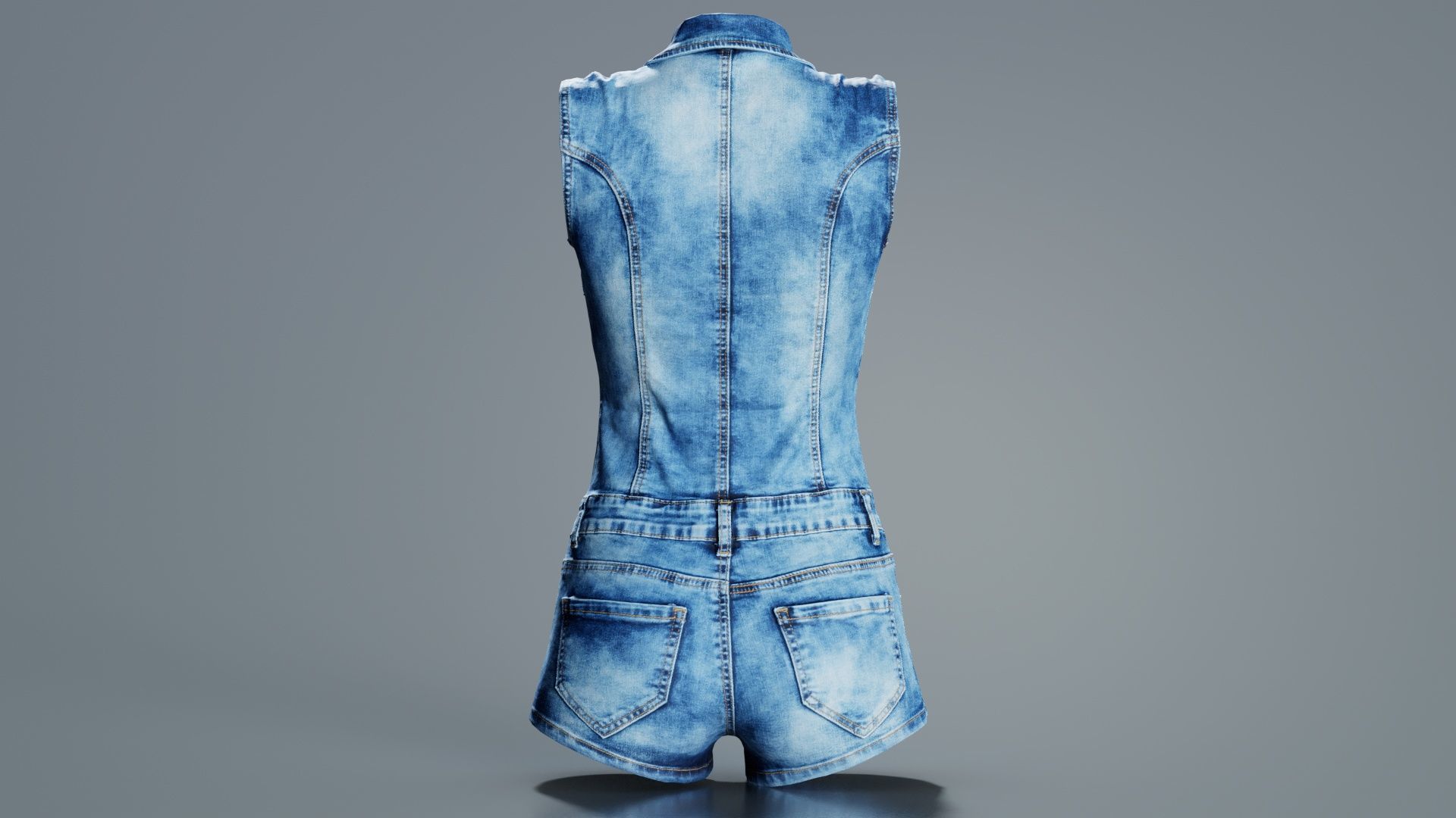 Cloudy Jeans Romper Low-poly 3D model_8