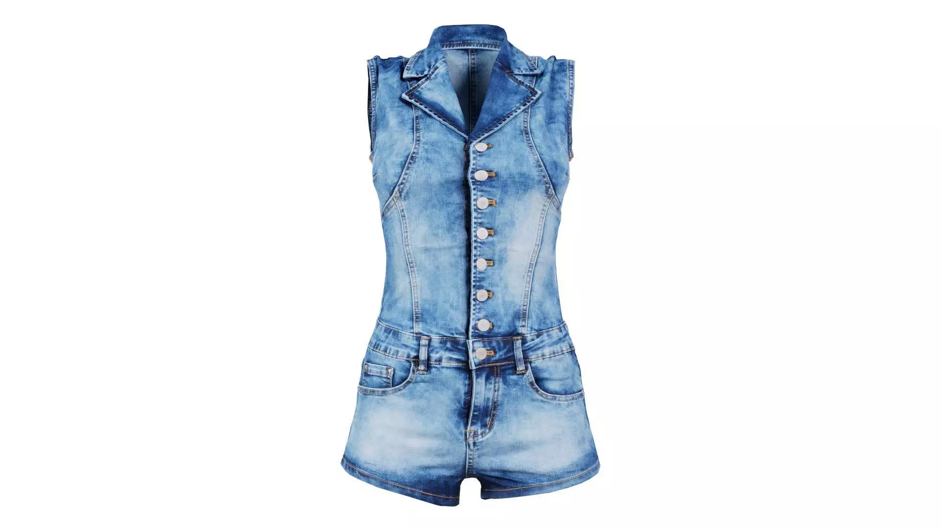 Cloudy Jeans Romper Low-poly 3D model_0