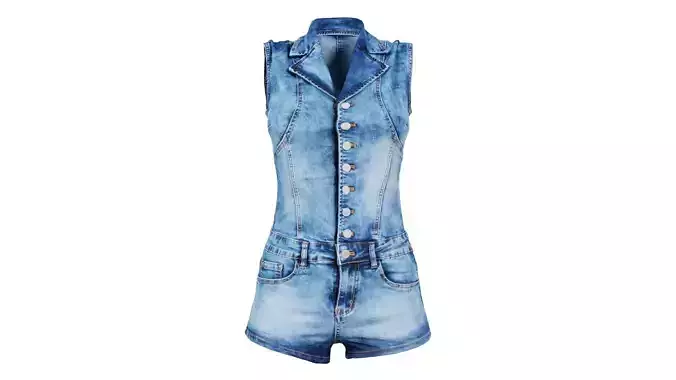 Cloudy Jeans Romper Low-poly 3D model