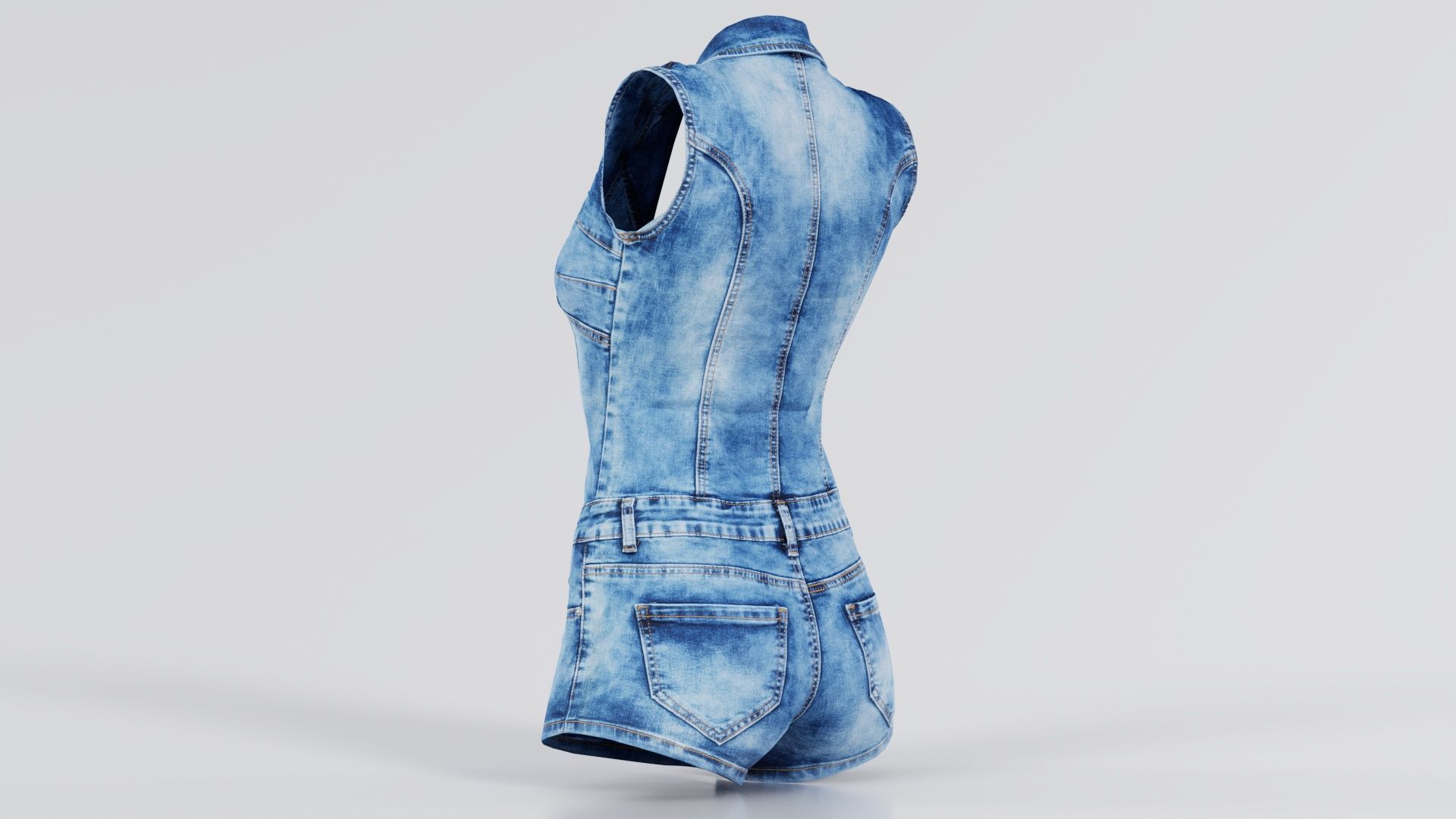Cloudy Jeans Romper Low-poly 3D model_7