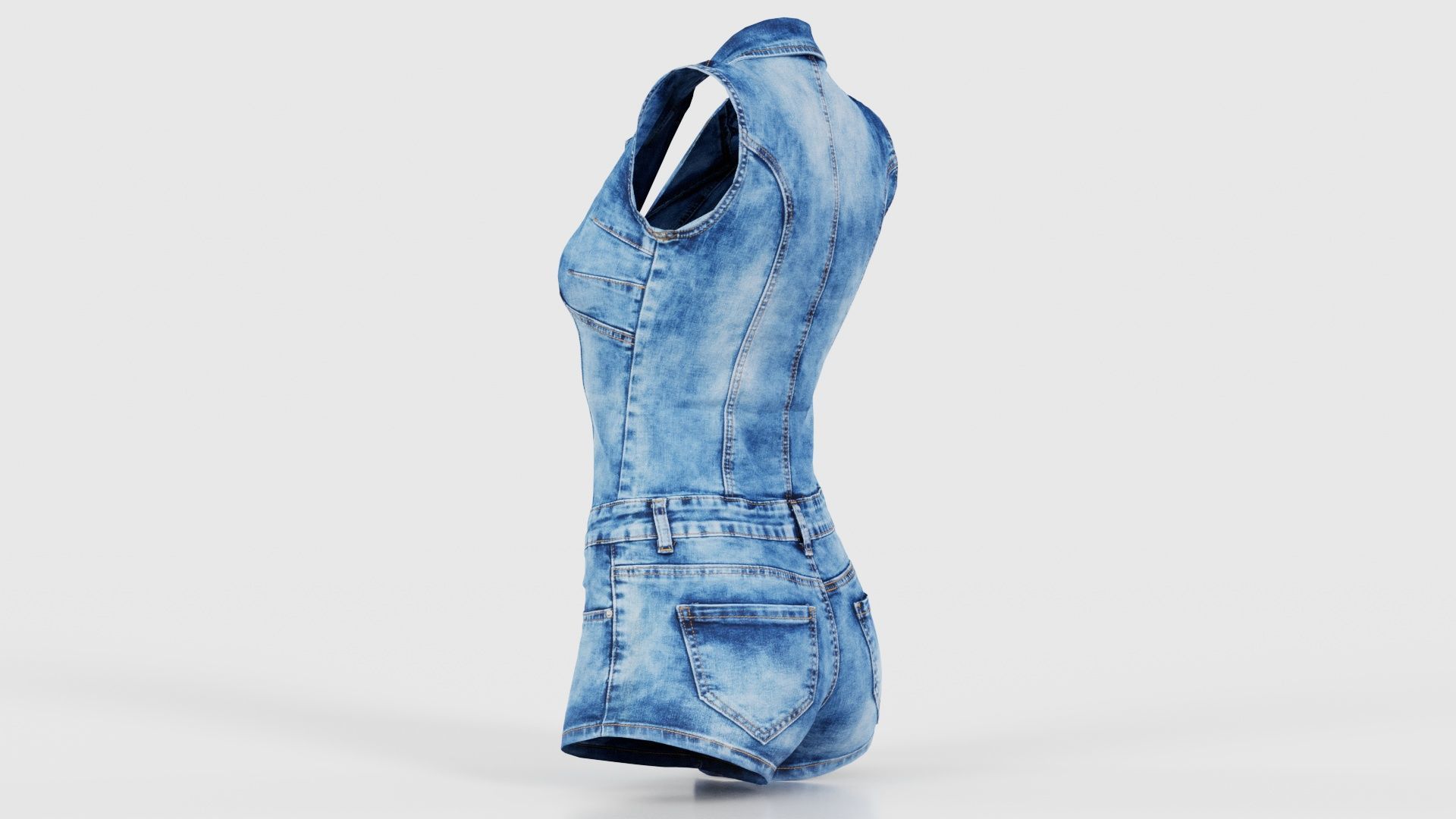 Cloudy Jeans Romper Low-poly 3D model_23