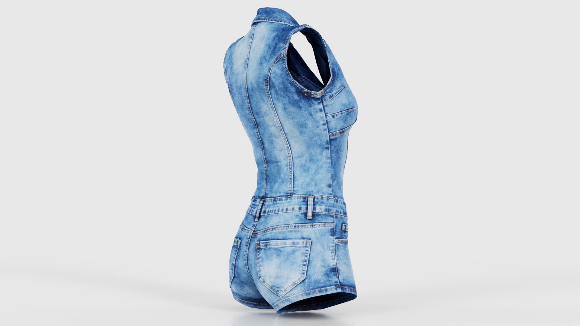 Cloudy Jeans Romper Low-poly 3D model_19