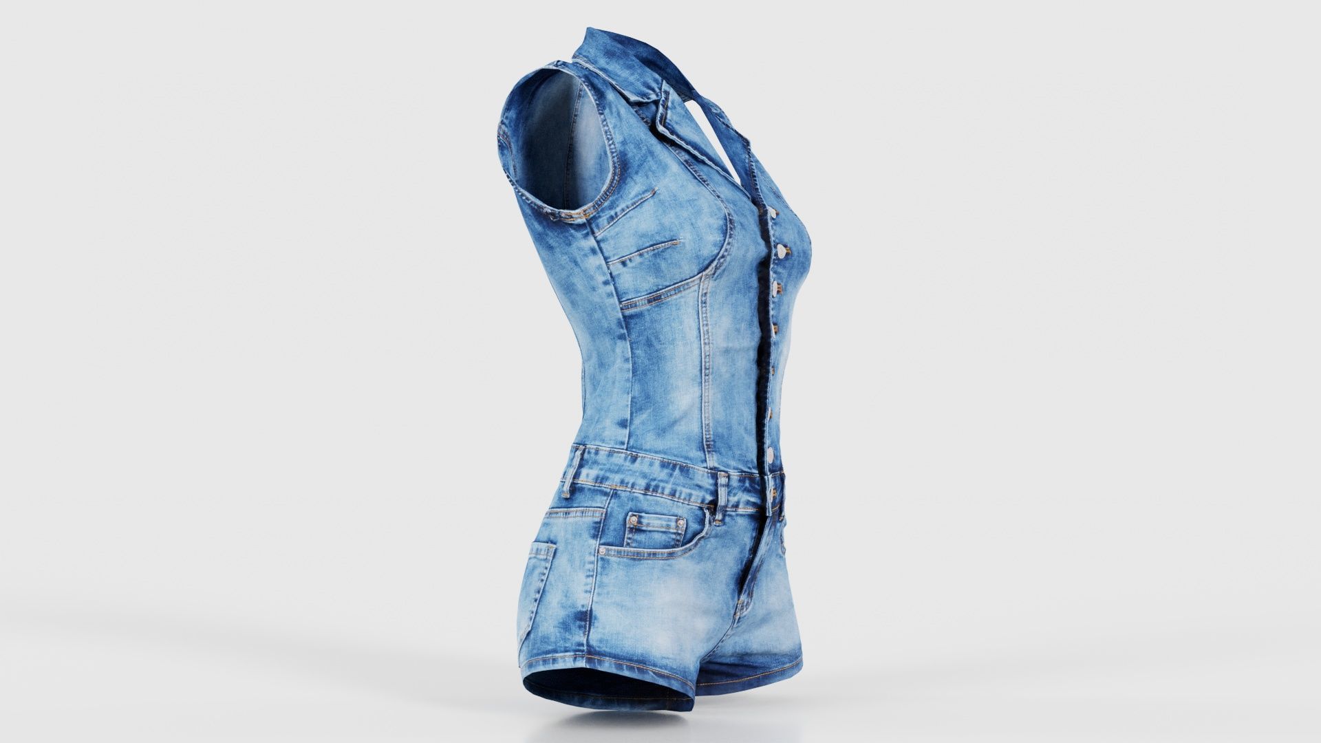 Cloudy Jeans Romper Low-poly 3D model_17