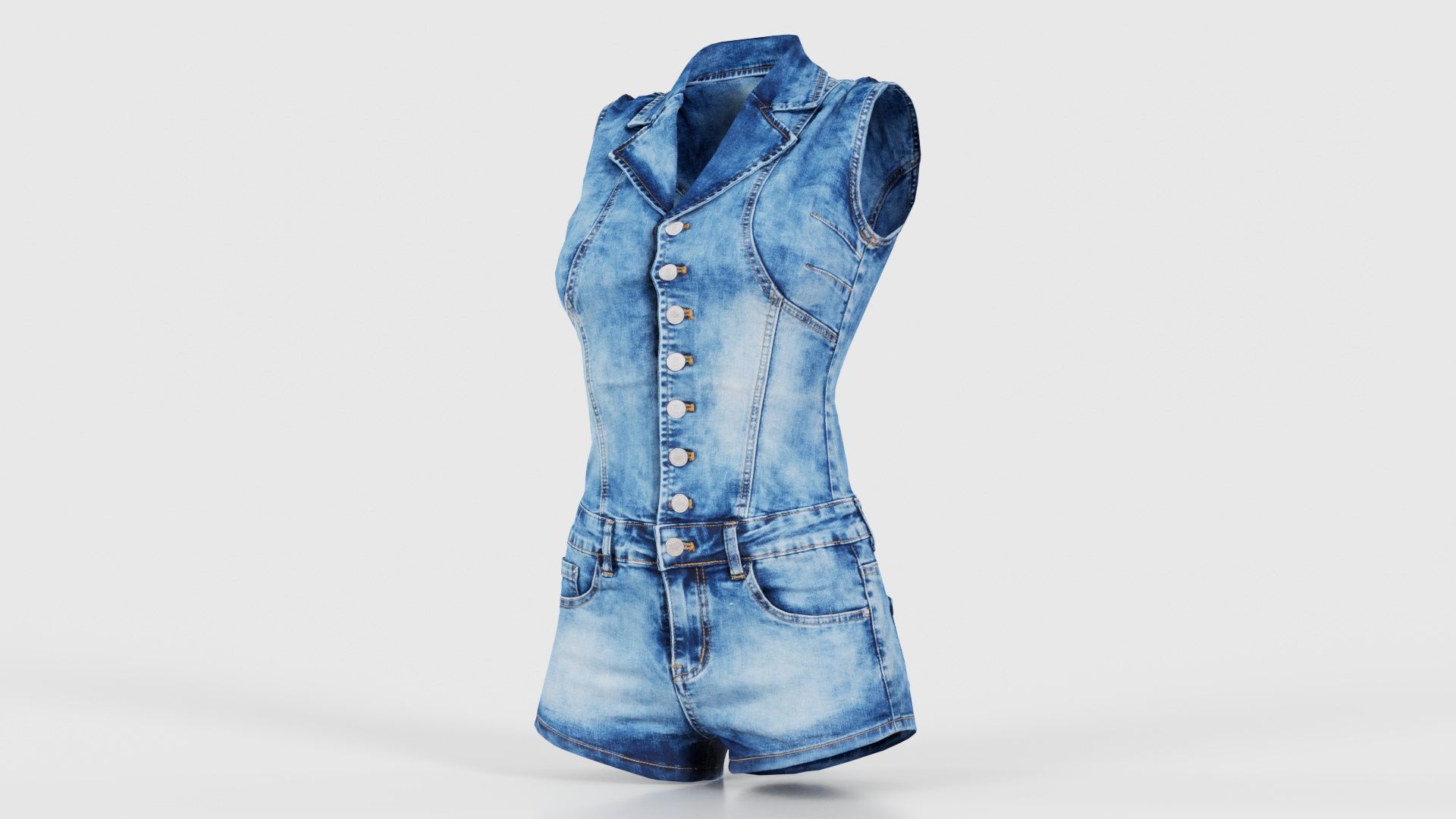 Cloudy Jeans Romper Low-poly 3D model_26