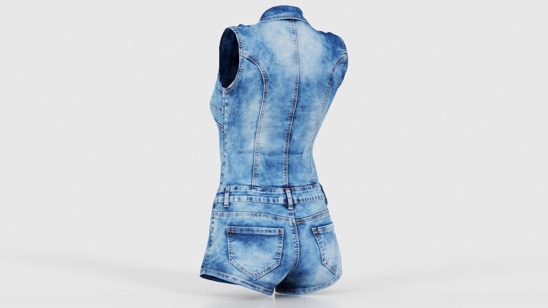 Cloudy Jeans Romper Low-poly 3D model_22