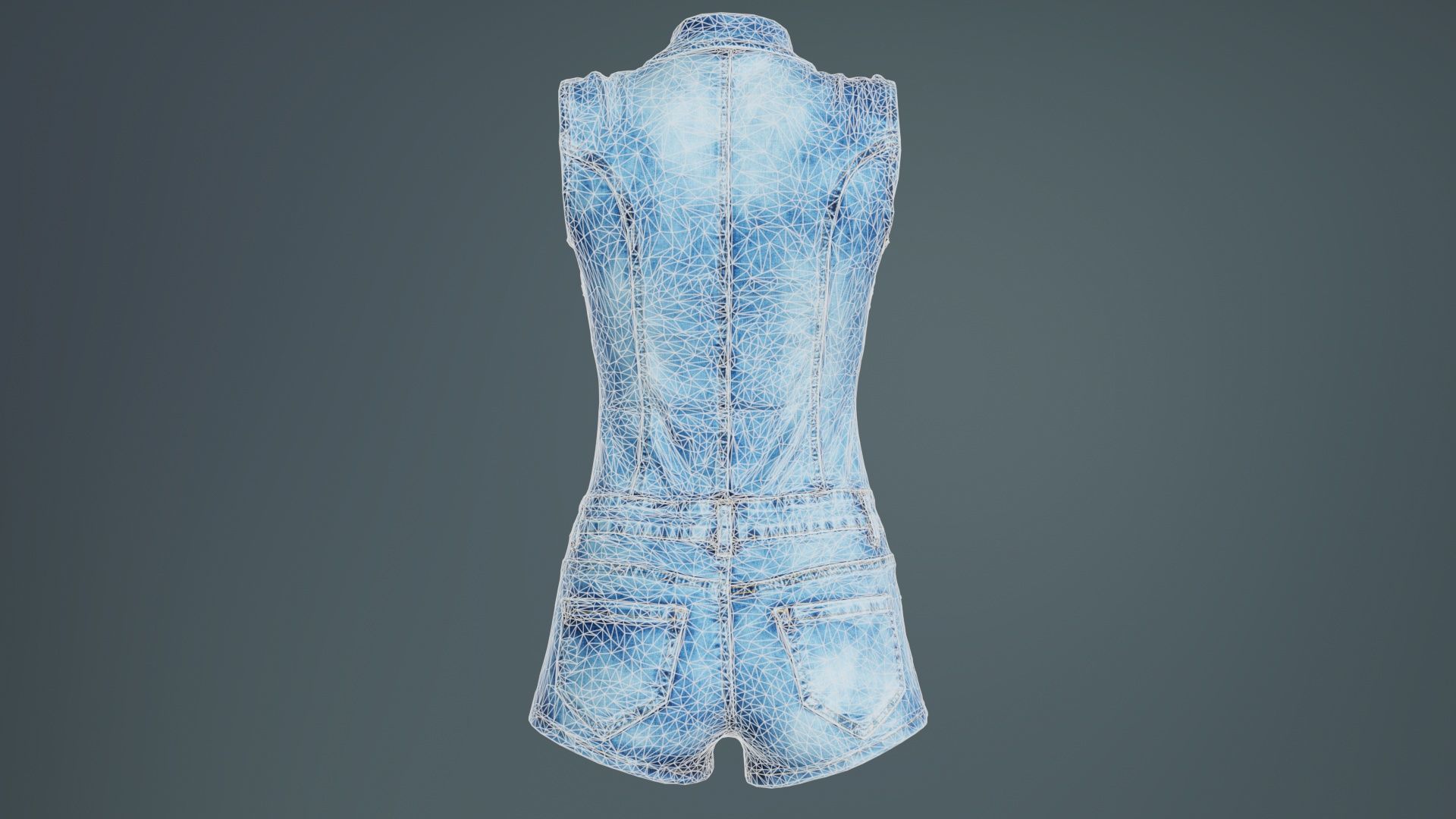 Cloudy Jeans Romper Low-poly 3D model_10