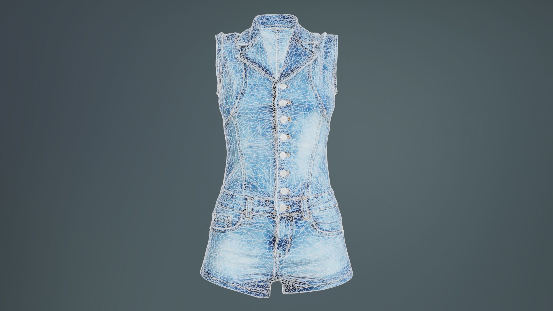 Cloudy Jeans Romper Low-poly 3D model_9