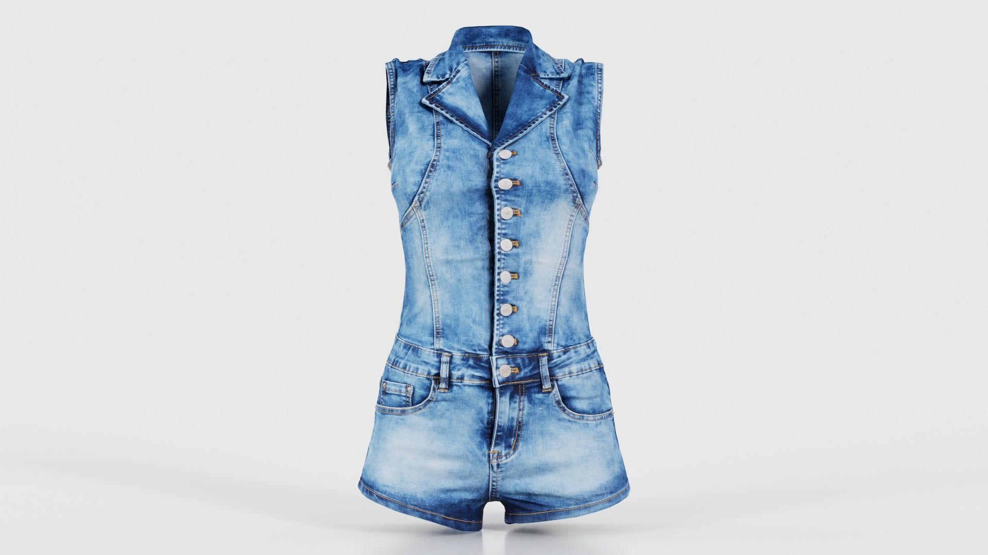 Cloudy Jeans Romper Low-poly 3D model_15