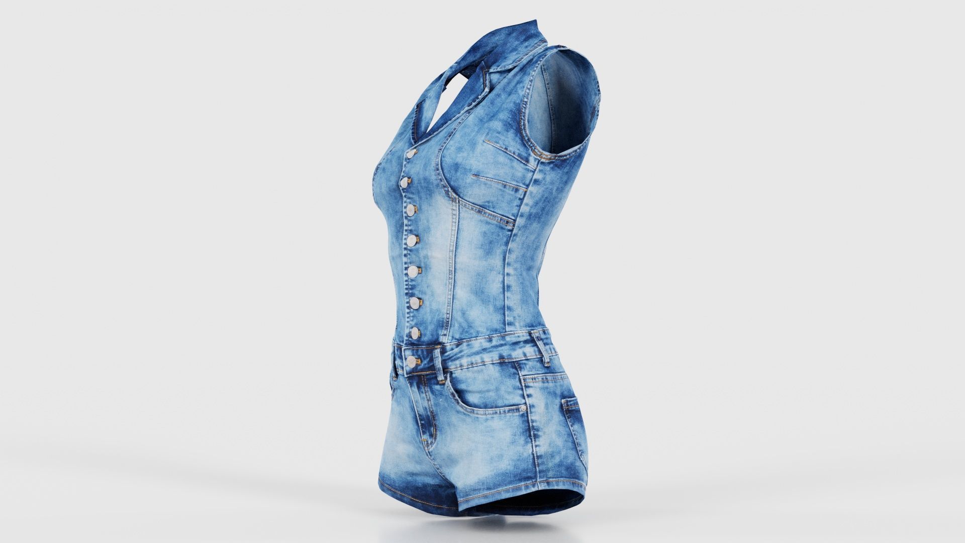 Cloudy Jeans Romper Low-poly 3D model_25