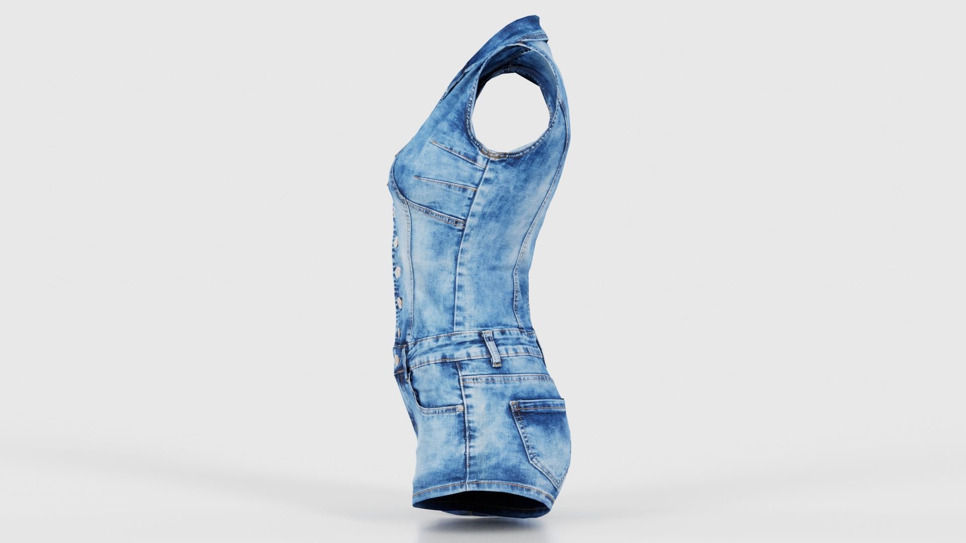 Cloudy Jeans Romper Low-poly 3D model_24