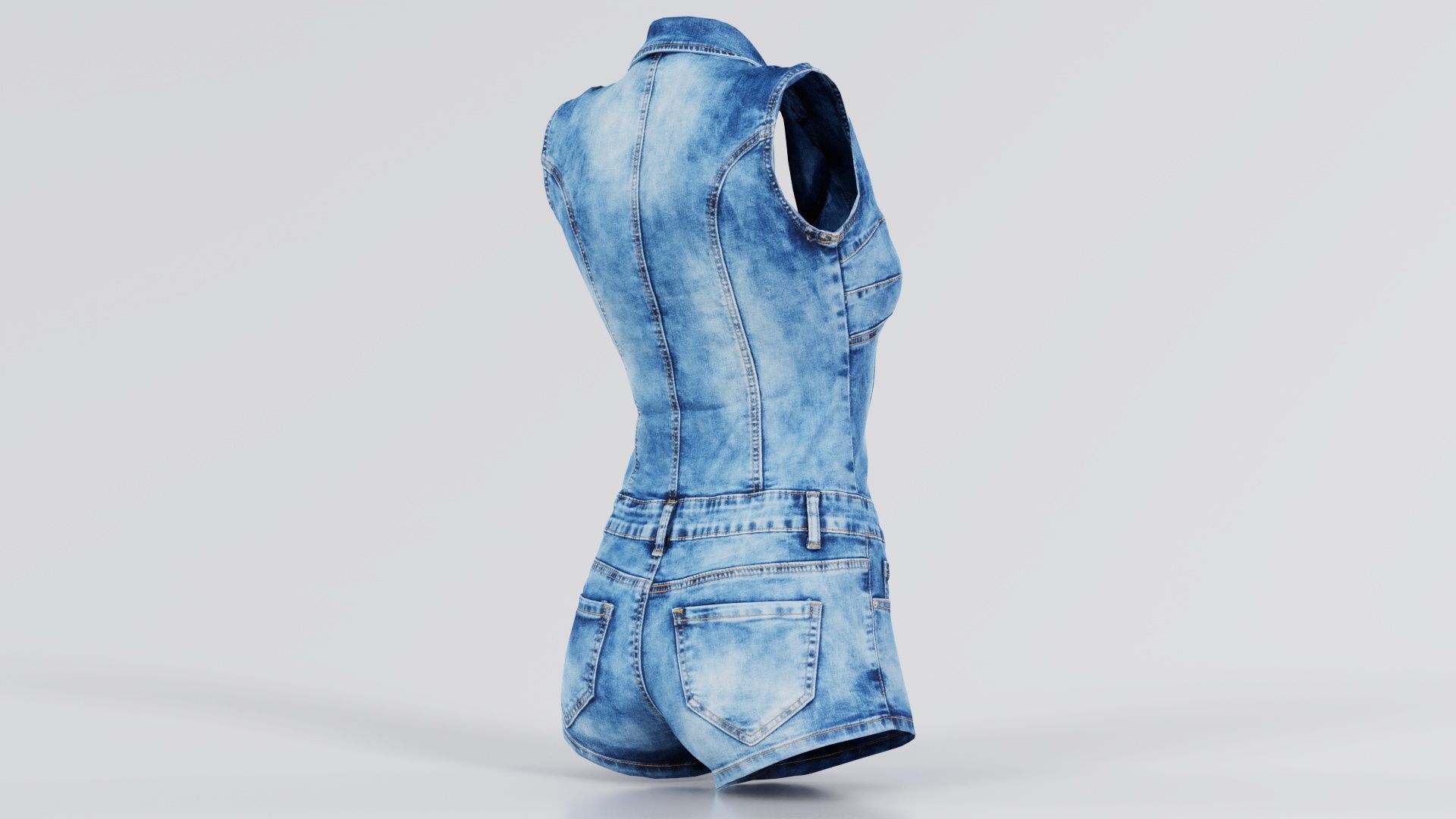 Cloudy Jeans Romper Low-poly 3D model_1