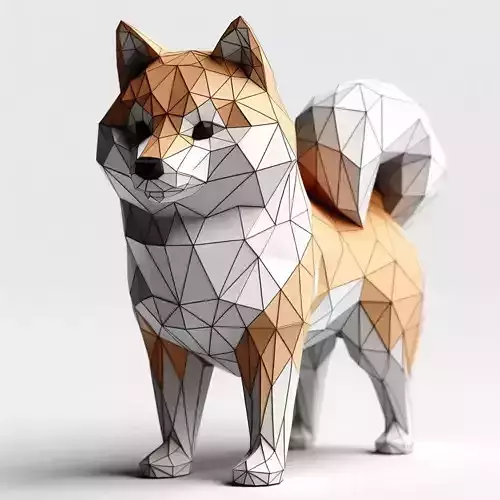 Low-Poly Shiba Inu Dog 3D print model