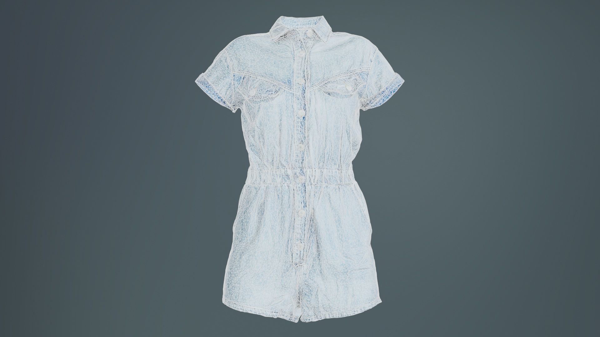 Elastic Belt Jeans Romper Low-poly 3D model_9