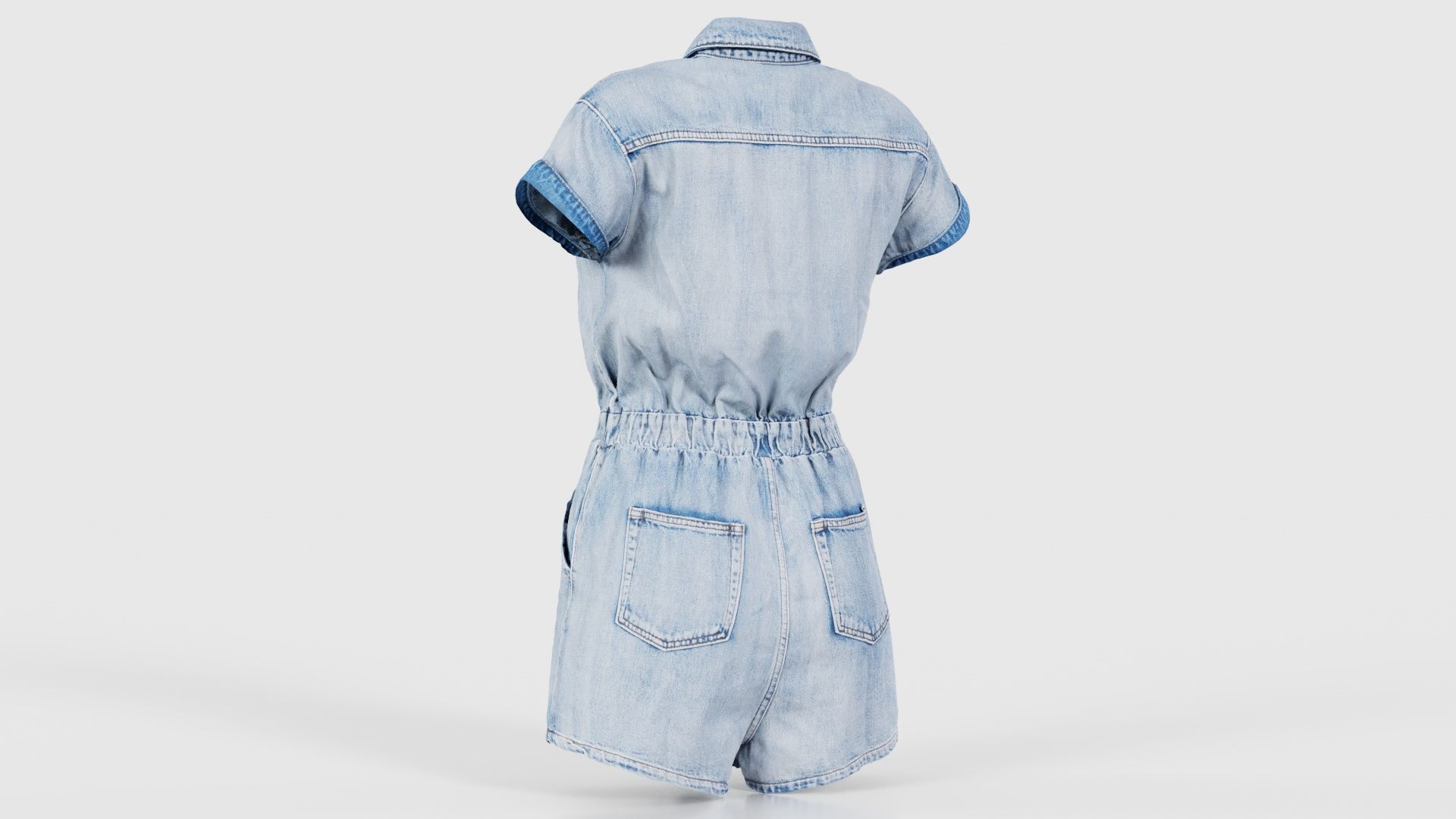 Elastic Belt Jeans Romper Low-poly 3D model_22