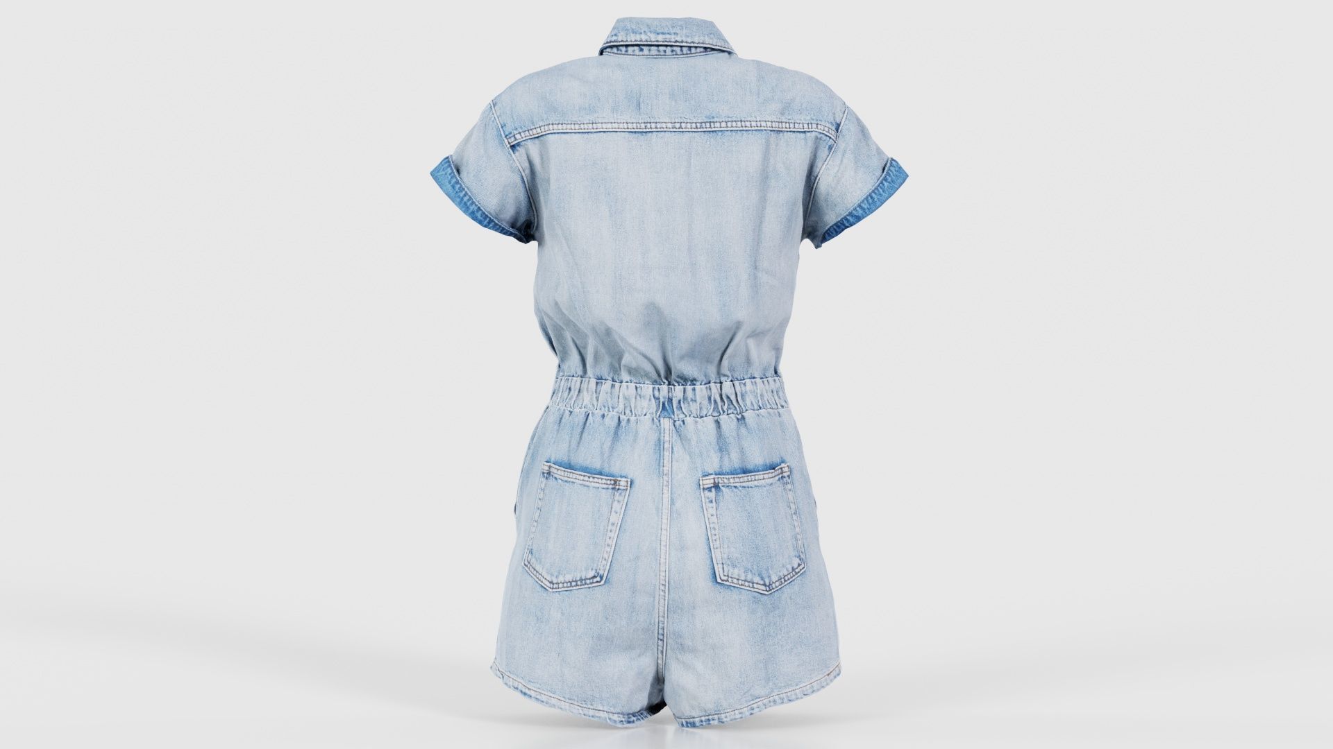 Elastic Belt Jeans Romper Low-poly 3D model_21