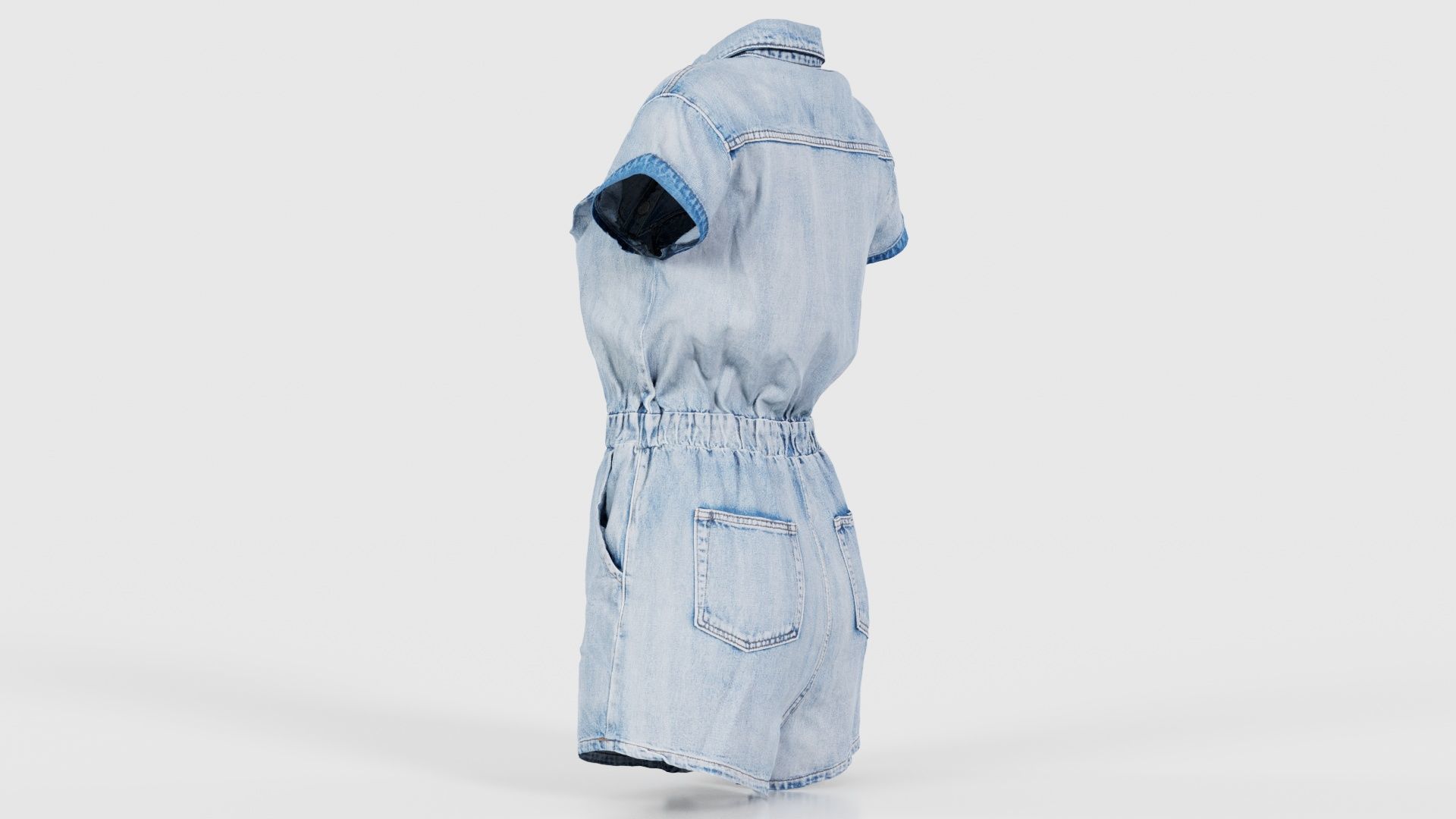 Elastic Belt Jeans Romper Low-poly 3D model_23