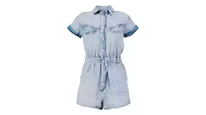 Elastic Belt Jeans Romper Low-poly 3D model
