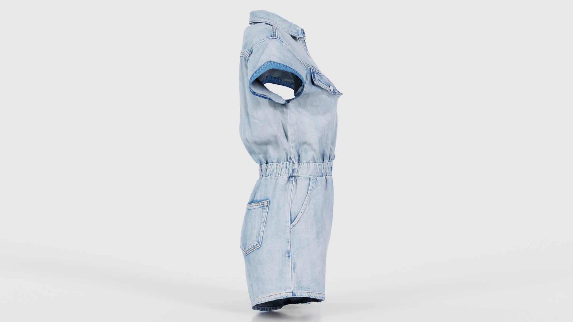 Elastic Belt Jeans Romper Low-poly 3D model_18