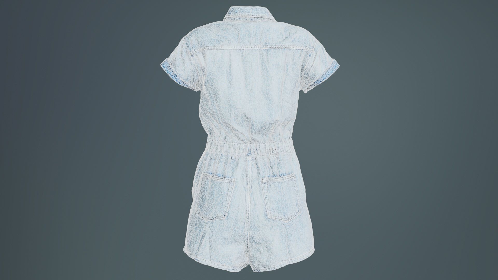 Elastic Belt Jeans Romper Low-poly 3D model_10