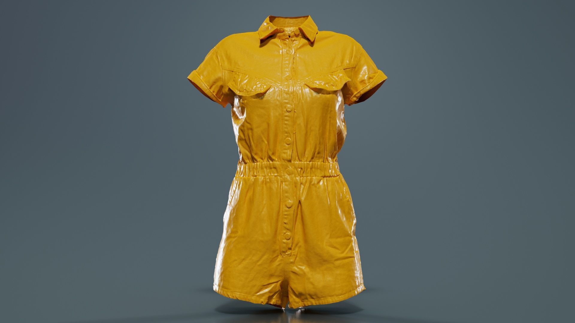 Elastic Belt Jeans Romper Low-poly 3D model_12