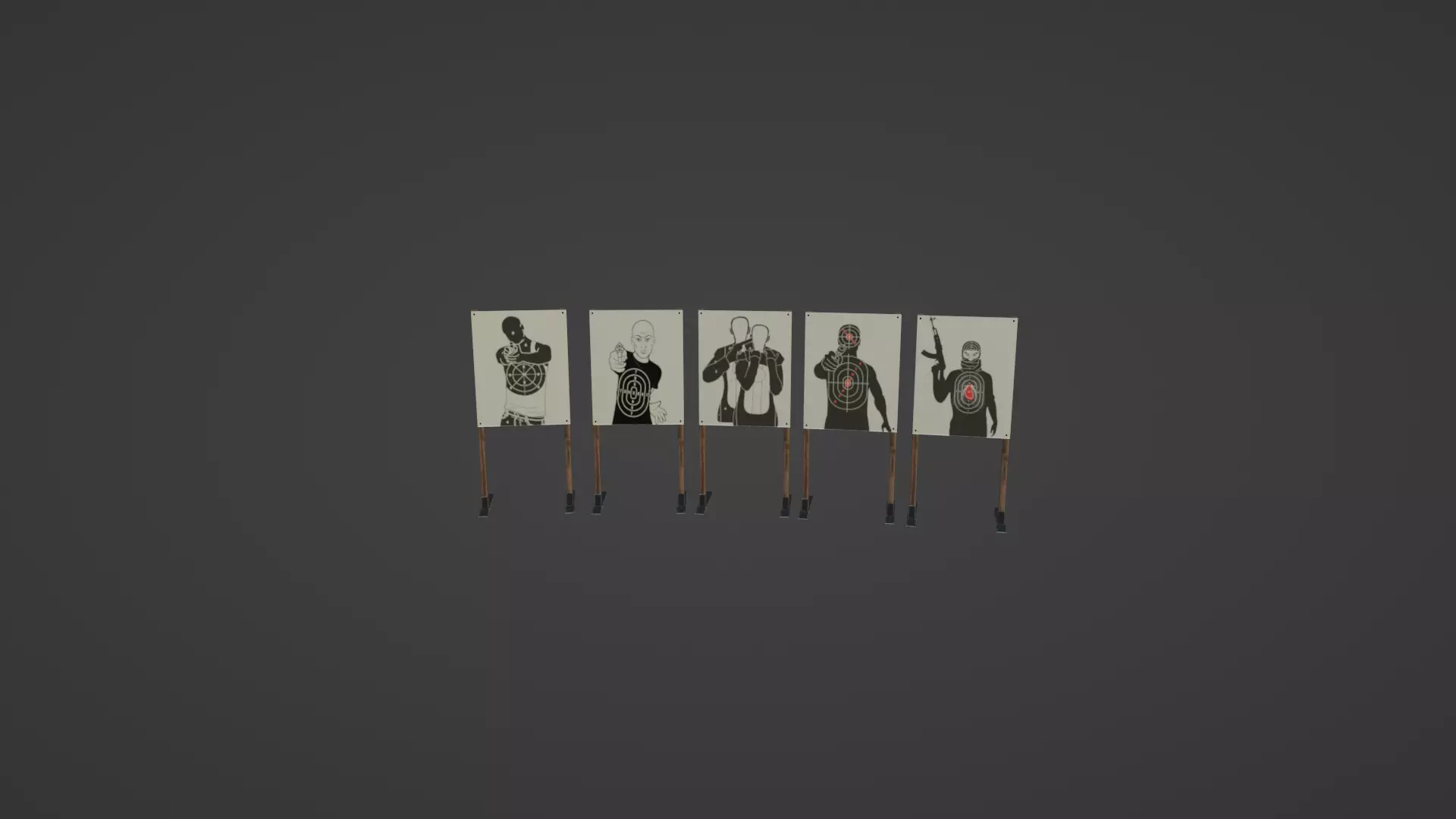 Stationary Target Set Low-poly 3D model
