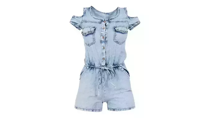 Hollow Sleeves Jeans Romper Low-poly 3D model