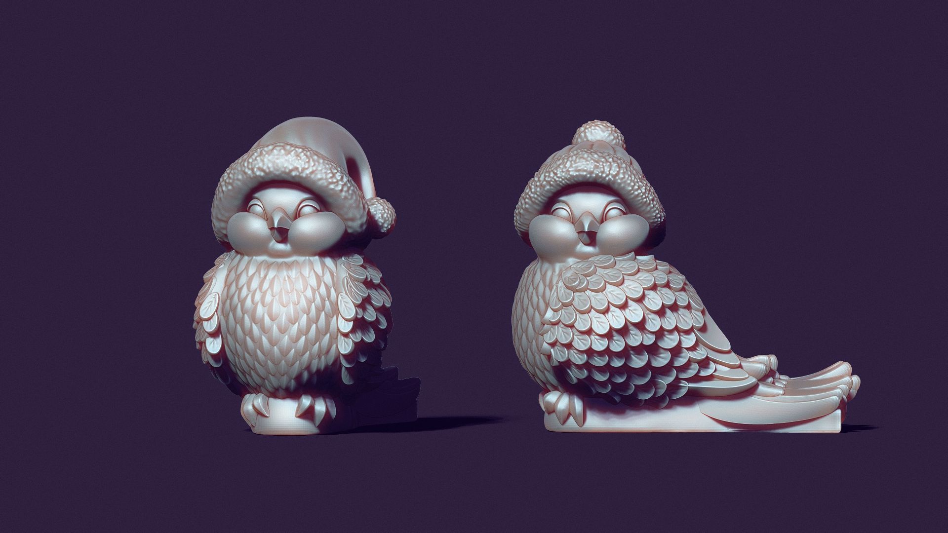 two bird tits for casting plaster 3D print model_8