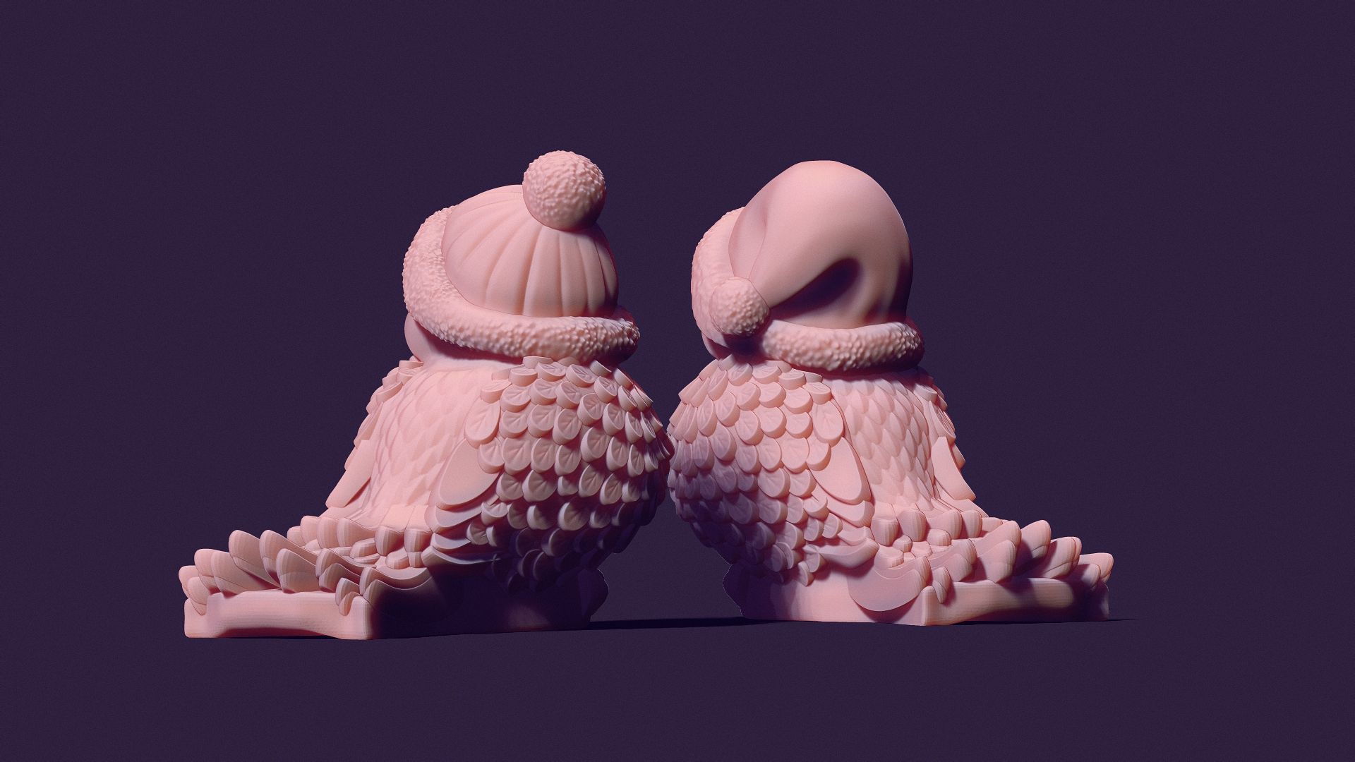 two bird tits for casting plaster 3D print model_7