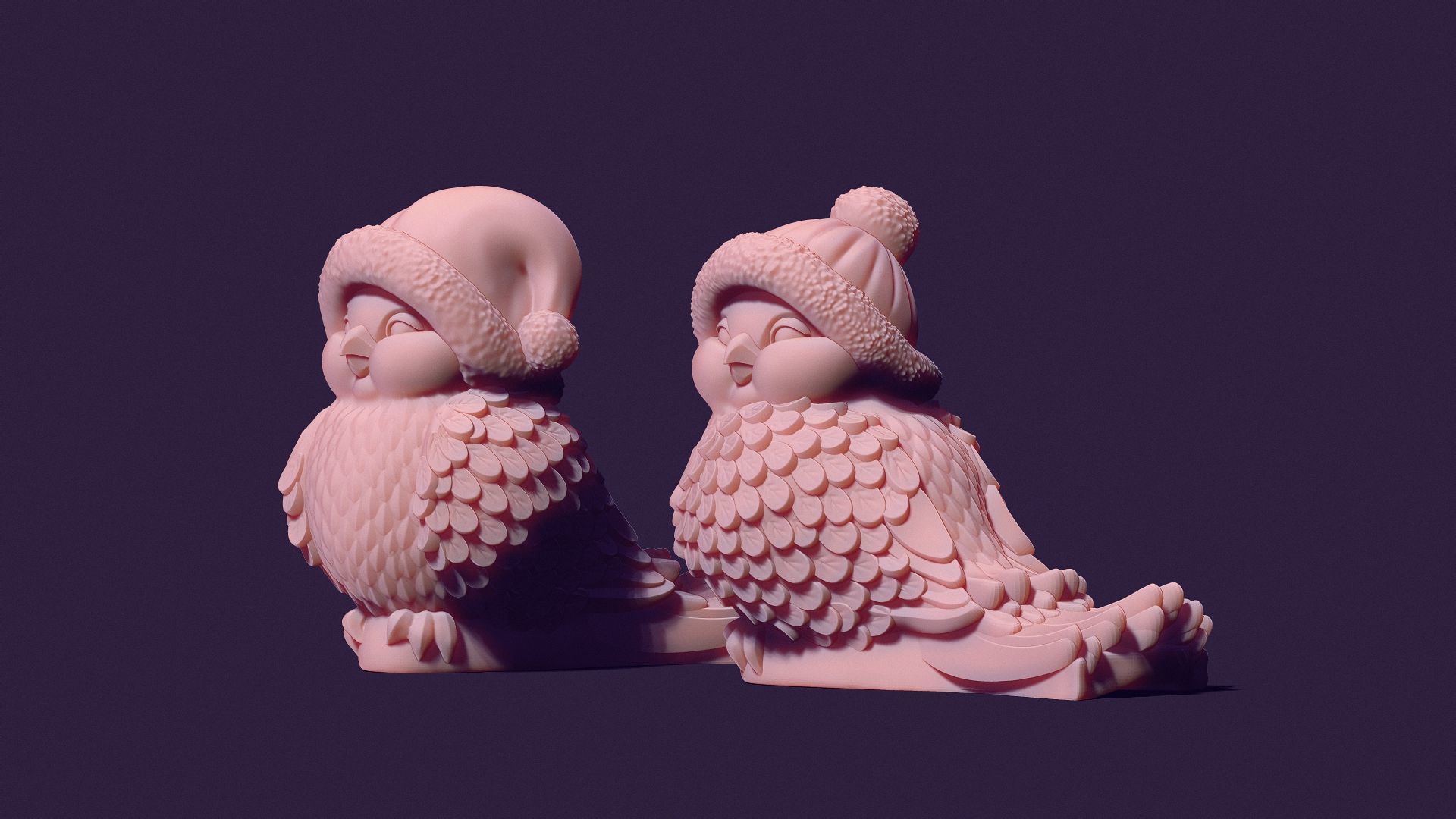 two bird tits for casting plaster 3D print model_5
