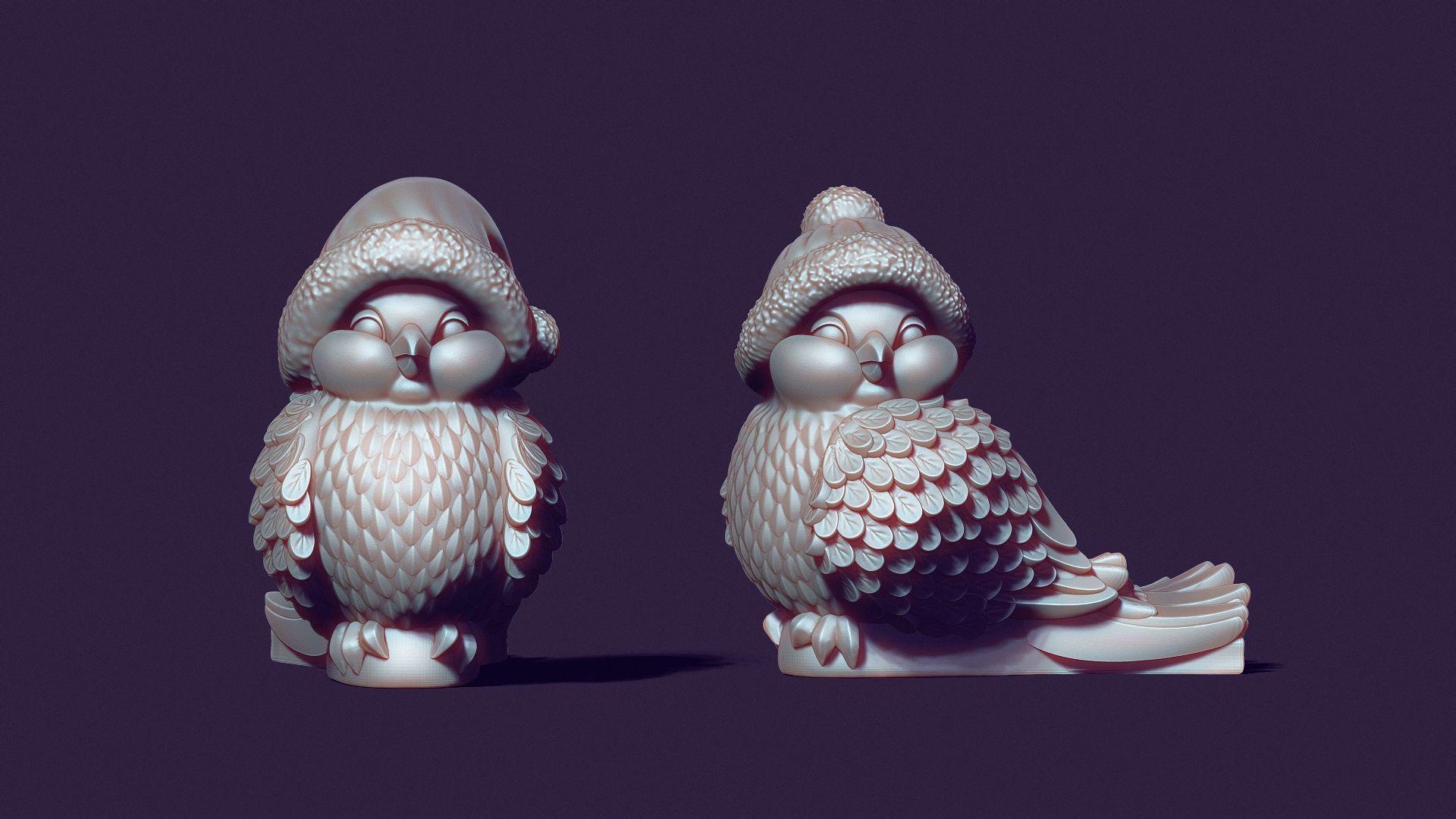 two bird tits for casting plaster 3D print model_9