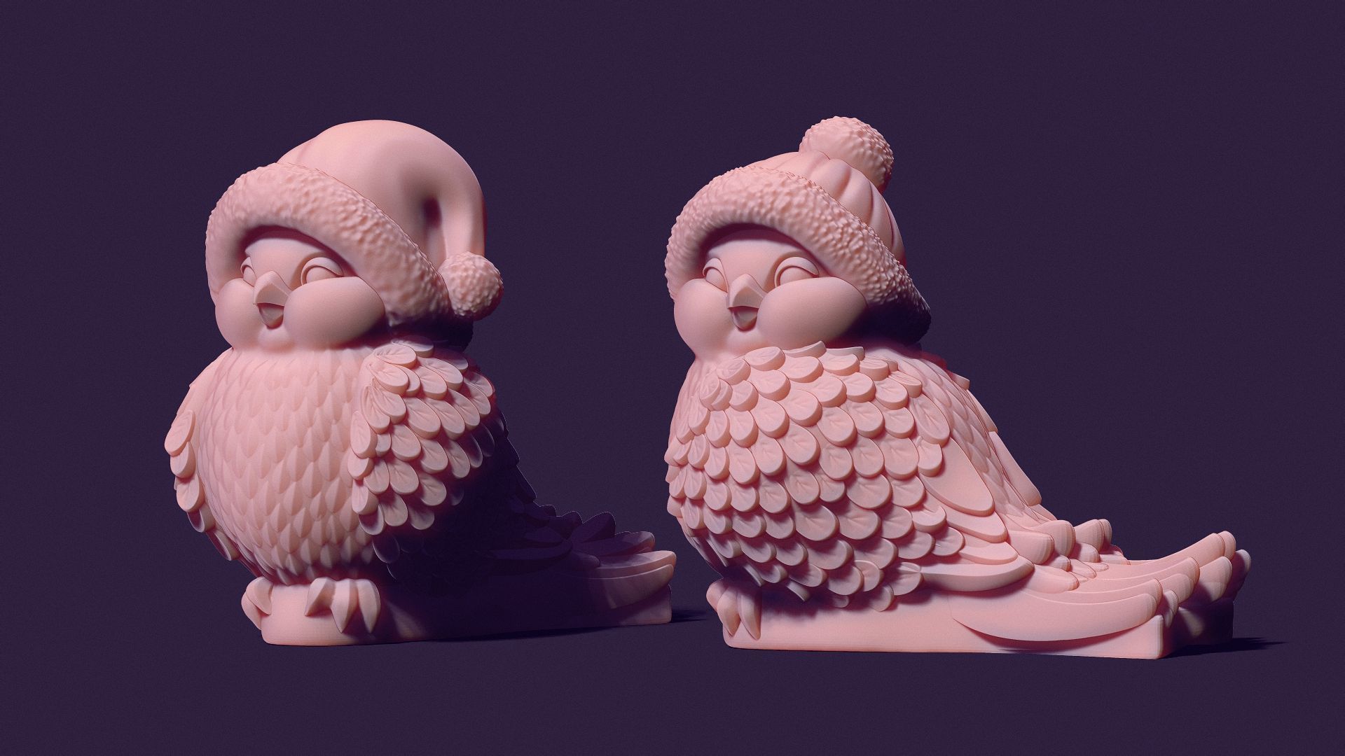 two bird tits for casting plaster 3D print model_4