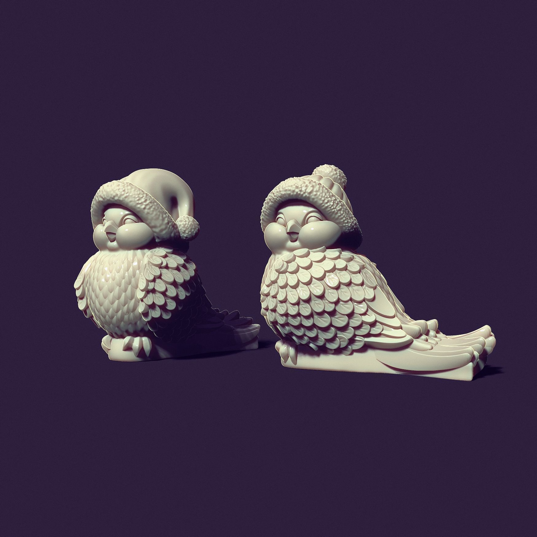 two bird tits for casting plaster 3D print model_1