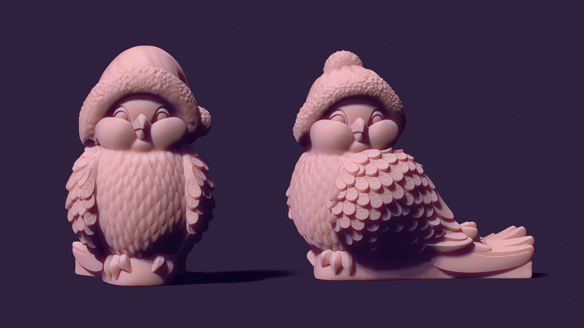 two bird tits for casting plaster 3D print model_3