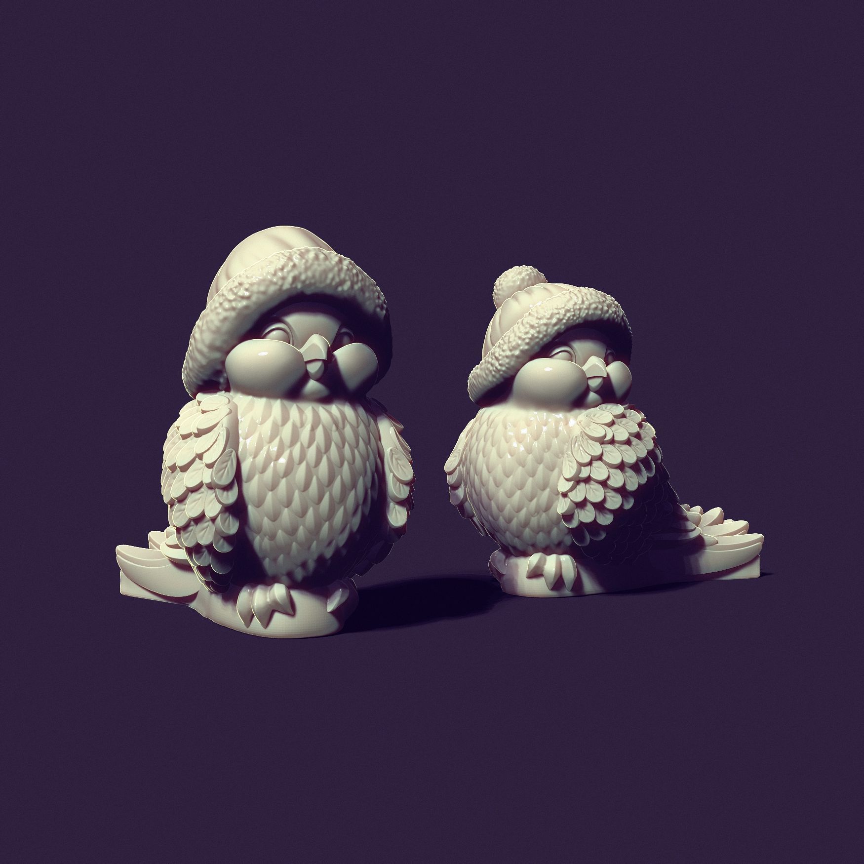 two bird tits for casting plaster 3D print model_2