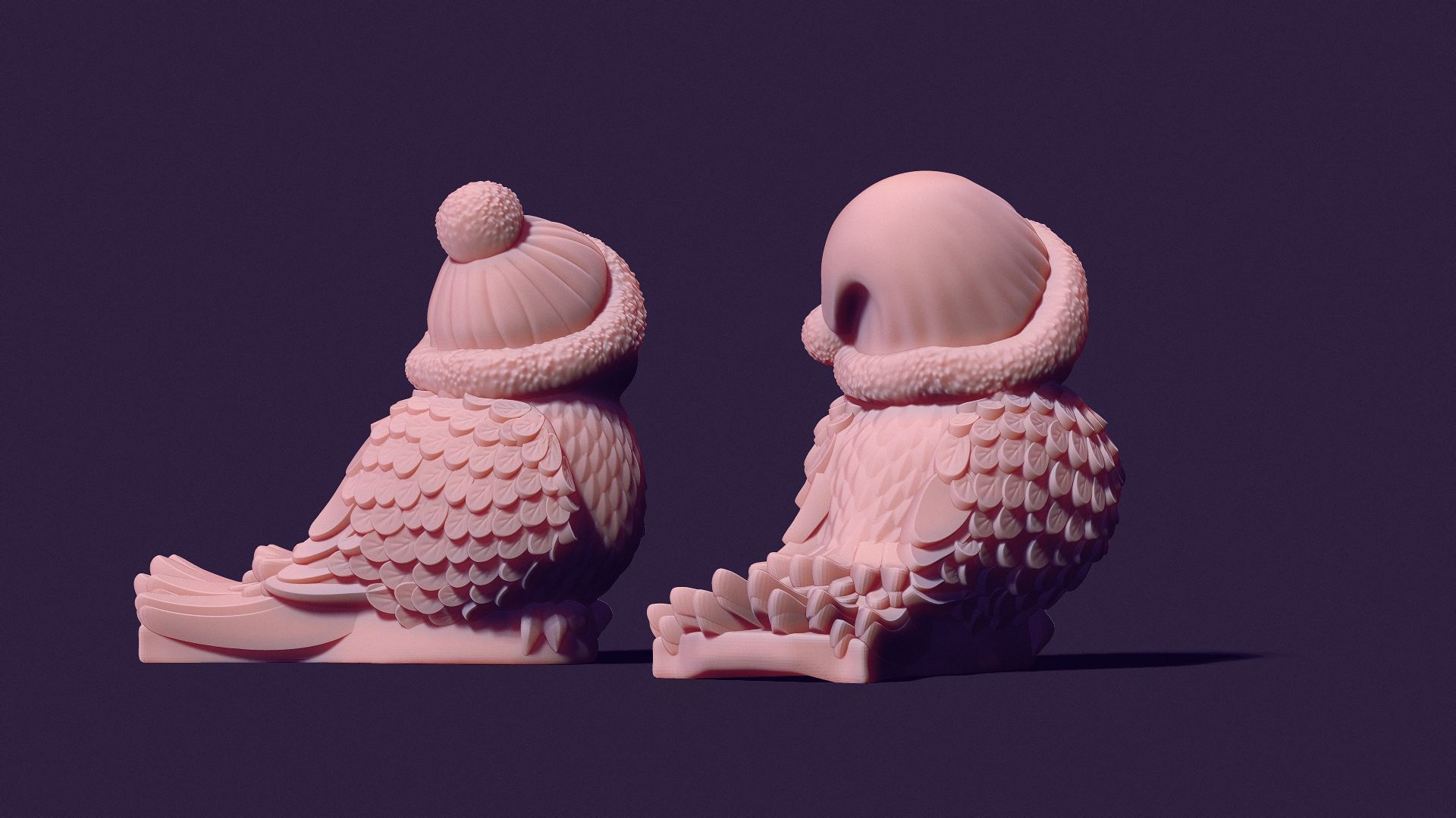 two bird tits for casting plaster 3D print model_6