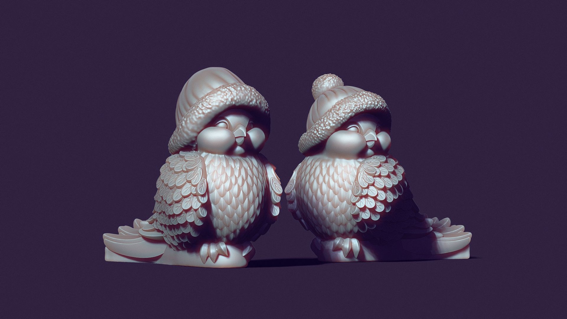 two bird tits for casting plaster 3D print model_10