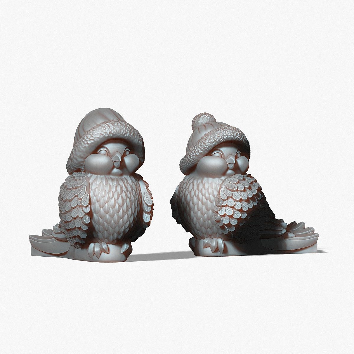 two bird tits for casting plaster 3D print model_11