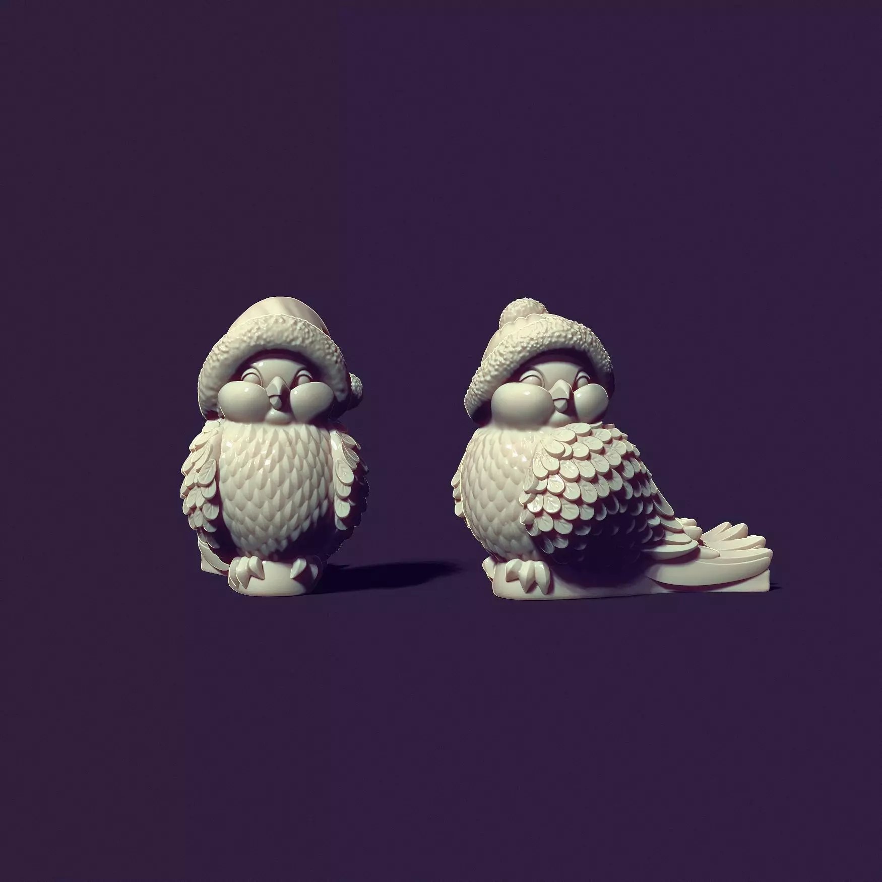 two bird tits for casting plaster 3D print model_0